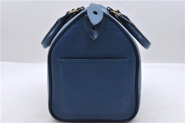 Authentic Louis Vuitton Epi Speedy 25 Hand Bag Purse Blue M43015 LV 0070D