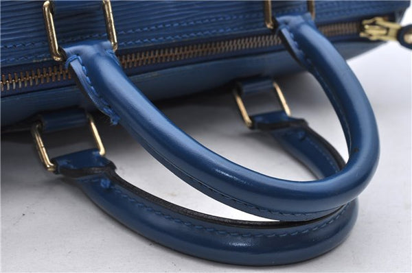 Authentic Louis Vuitton Epi Speedy 25 Hand Bag Purse Blue M43015 LV 0070D