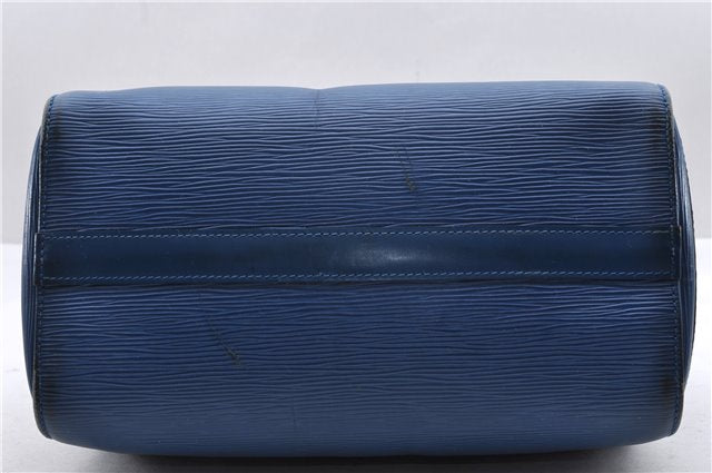 Authentic Louis Vuitton Epi Speedy 25 Hand Bag Purse Blue M43015 LV 0070D