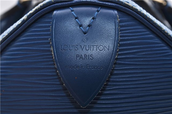 Authentic Louis Vuitton Epi Speedy 25 Hand Bag Purse Blue M43015 LV 0070D