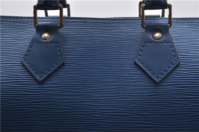 Authentic Louis Vuitton Epi Speedy 25 Hand Bag Purse Blue M43015 LV 0070D