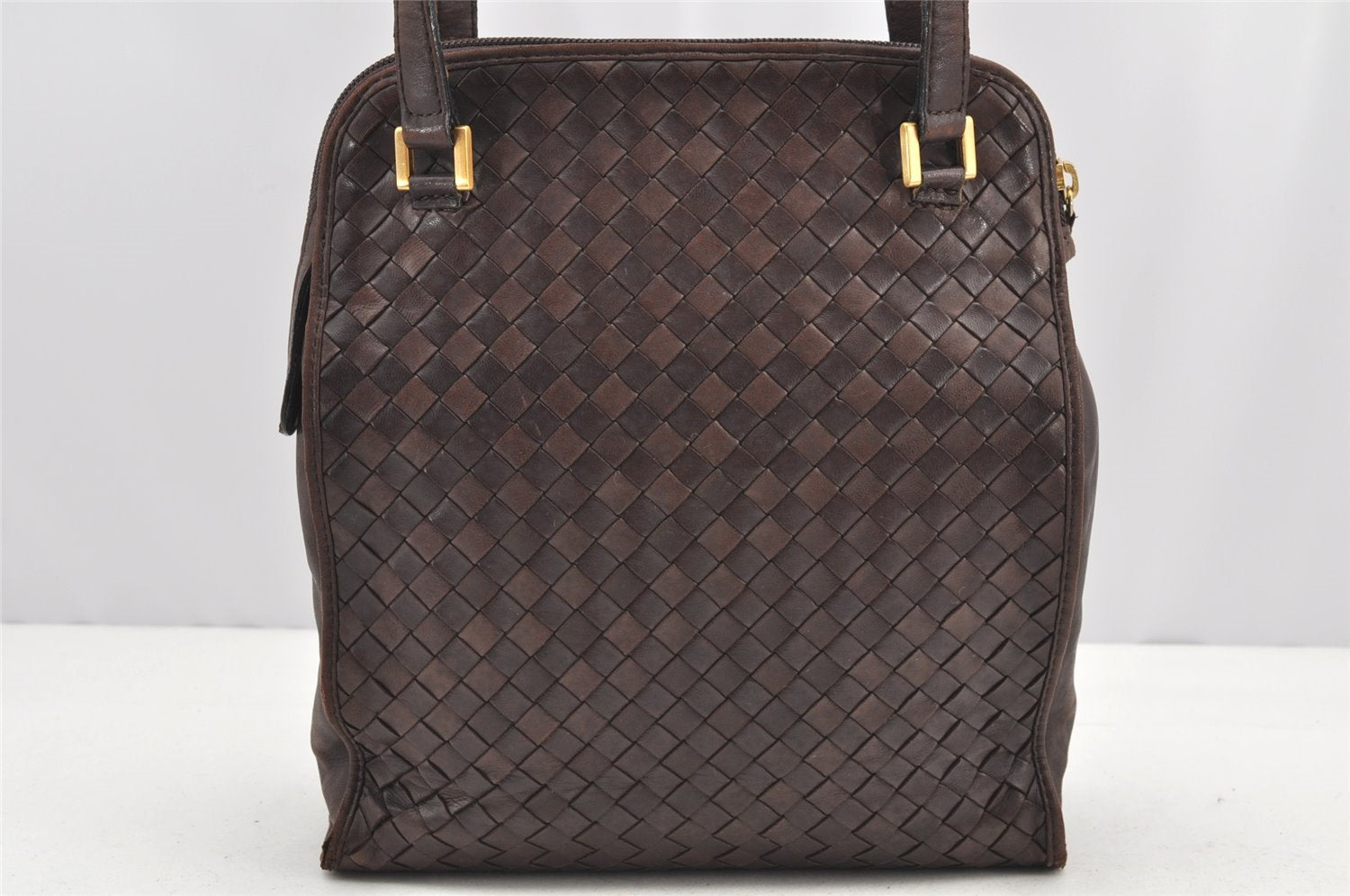 Authentic BOTTEGA VENETA Intrecciato Leather Shoulder Tote Bag Brown 0072I