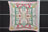 Authentic HERMES Pleats Scarf "Grand Manege" Silk Pink 0074E