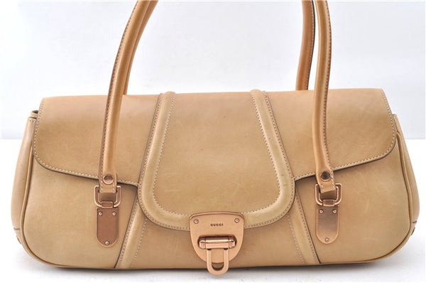 Authentic GUCCI Vintage Shoulder Hand Bag Leather 124226 Beige 0074G