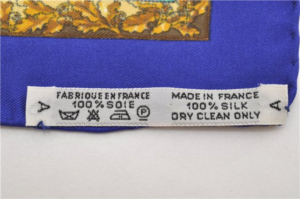 HERMES Petit Carre 40 Scarf Handkerchief "Souvenirs de Paris" Silk Blue 0075E