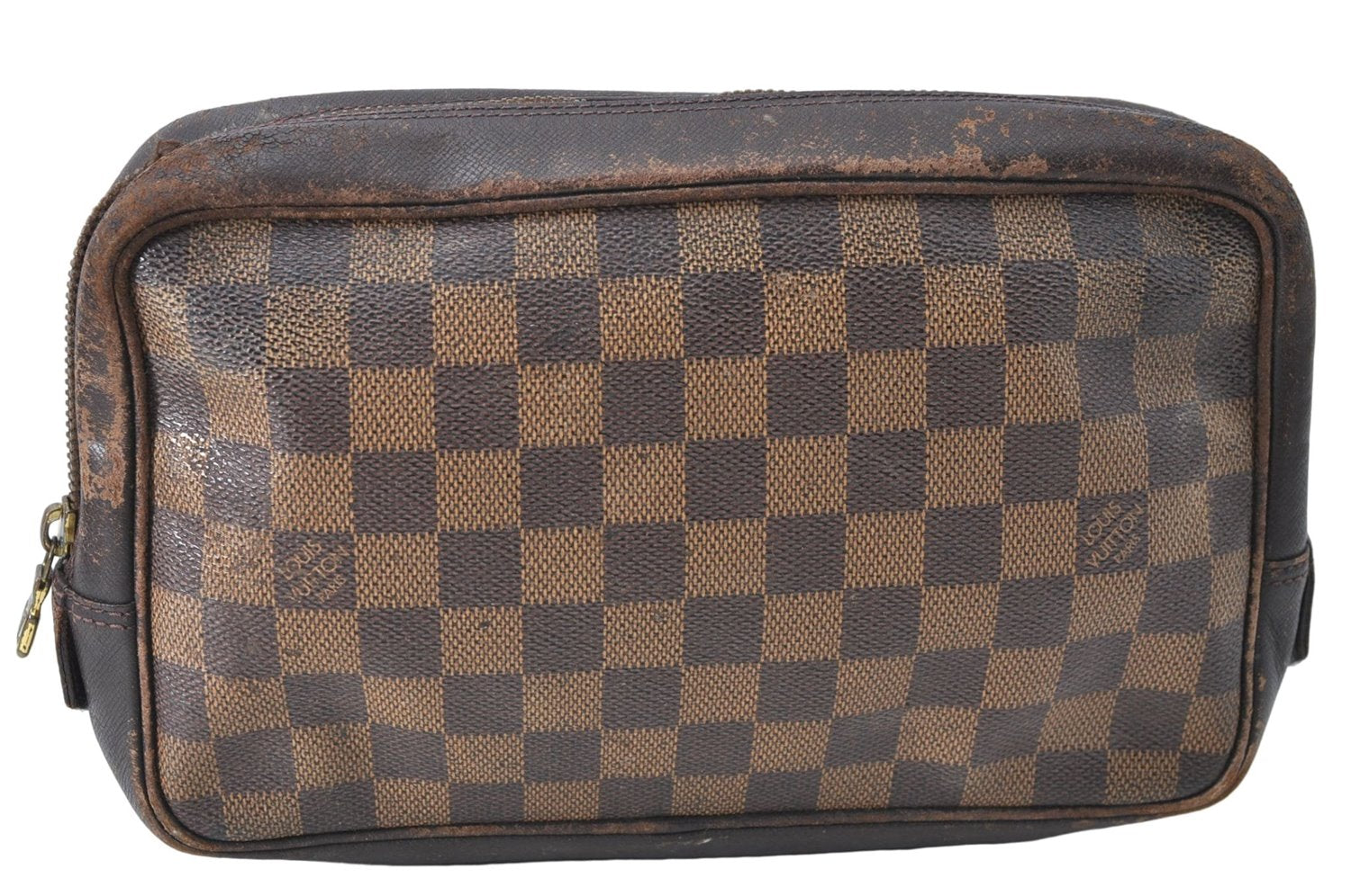 Authentic Louis Vuitton Damier Trousse Toilette Clutch Hand Bag N47623 LV 0081B