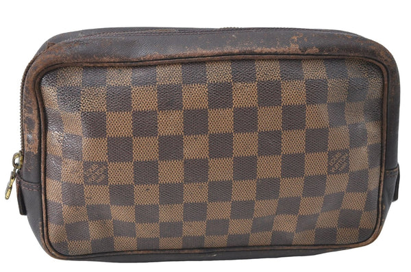 Authentic Louis Vuitton Damier Trousse Toilette Clutch Hand Bag N47623 LV 0081B