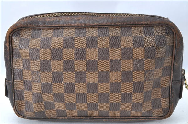Authentic Louis Vuitton Damier Trousse Toilette Clutch Hand Bag N47623 LV 0081B