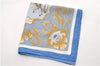 Authentic HERMES Petit Carre 40 Scarf Handkerchief "Cheval Turc" Silk Blue 0081E