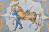 Authentic HERMES Petit Carre 40 Scarf Handkerchief "Cheval Turc" Silk Blue 0081E