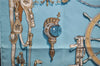 Authentic HERMES Petit Carre 40 Scarf Handkerchief "MUSEE" Silk Light Blue 0084E