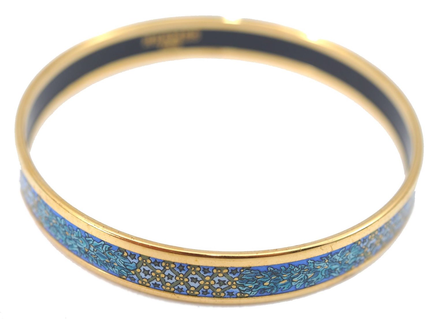 Authentic HERMES Email PM Bangle Star Motif Gold Blue 0086B