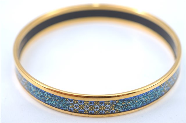 Authentic HERMES Email PM Bangle Star Motif Gold Blue 0086B