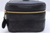 Authentic CHANEL Calf Bicolore CC Logo Vanity Hand Bag Purse Black 0086E