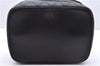 Authentic CHANEL Calf Bicolore CC Logo Vanity Hand Bag Purse Black 0086E