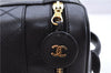 Authentic CHANEL Calf Bicolore CC Logo Vanity Hand Bag Purse Black 0086E