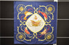 Authentic HERMES Carre 90 Scarf "SPRINGS" Silk Navy 0088E