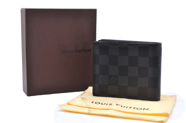 Auth Louis Vuitton Damier Graphite Portefeuille Amerigo Wallet N60053 Box 0089E