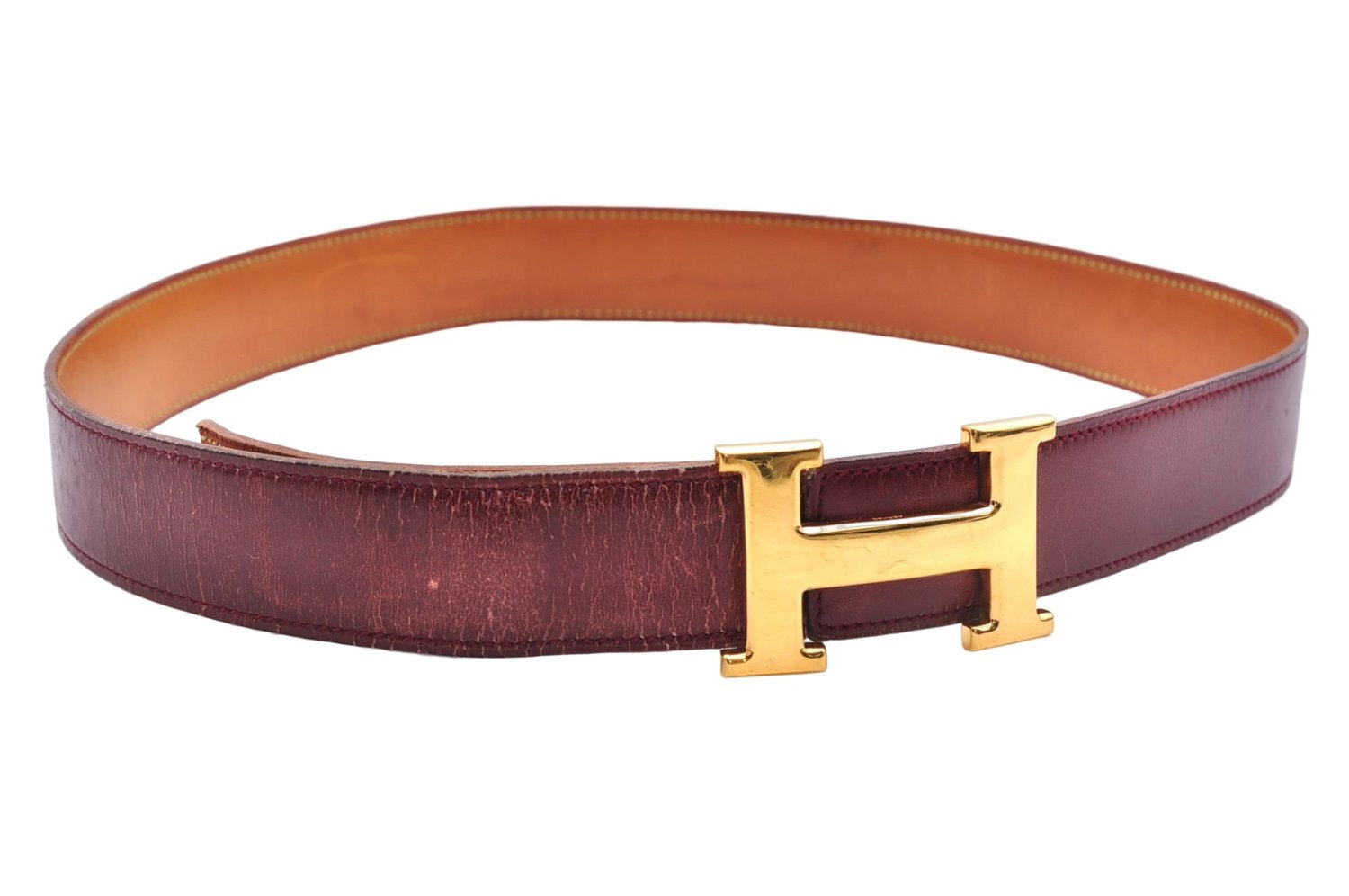 Authentic HERMES Reversible Ladies Leather Belt 75cm 29.5