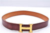 Authentic HERMES Reversible Ladies Leather Belt 75cm 29.5" Red Brown 0090E