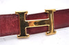 Authentic HERMES Reversible Ladies Leather Belt 75cm 29.5" Red Brown 0090E