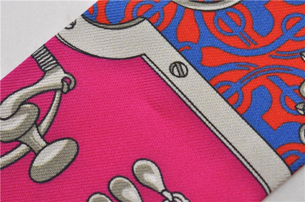 Authentic HERMES Twilly Scarf Silk "MORS et Gourmettes" Pink Box 0101F