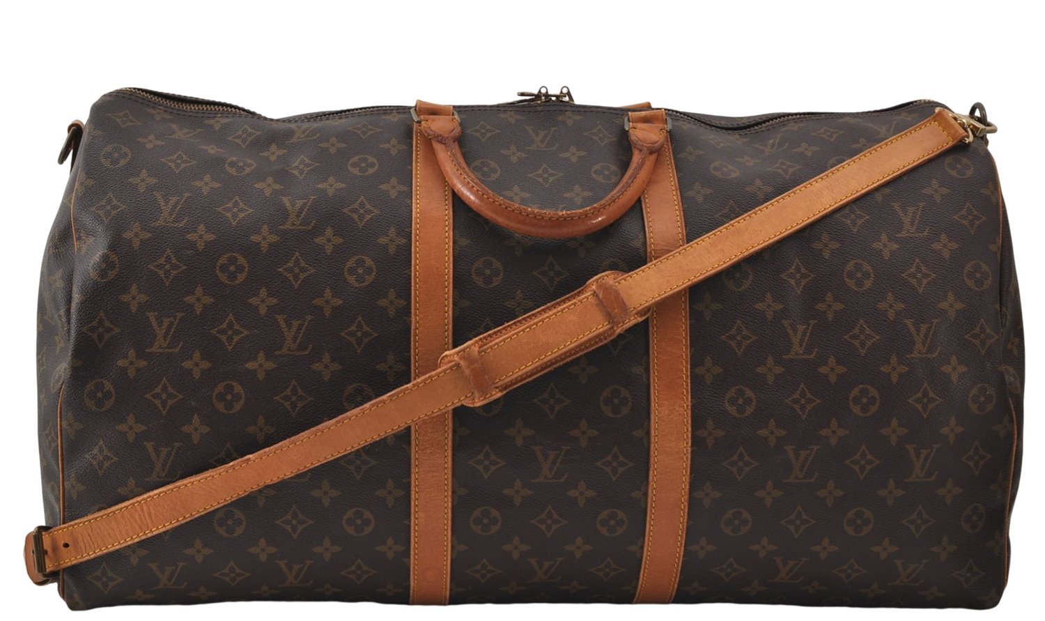 Auth Louis Vuitton Monogram Keepall Bandouliere 60 Boston Bag M41412 LV 0104E