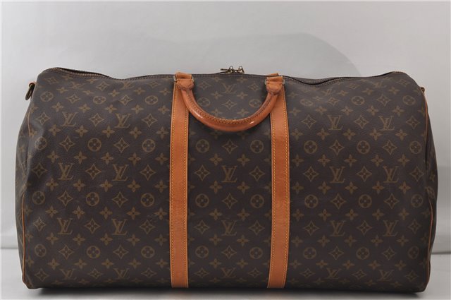 Auth Louis Vuitton Monogram Keepall Bandouliere 60 Boston Bag M41412 LV 0104E