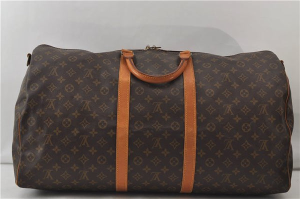 Auth Louis Vuitton Monogram Keepall Bandouliere 60 Boston Bag M41412 LV 0104E