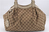 Authentic GUCCI Sukey Shoulder Tote Bag GG Canvas Leather 211944 Brown 0106E