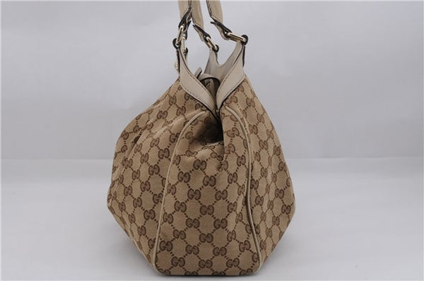Authentic GUCCI Sukey Shoulder Tote Bag GG Canvas Leather 211944 Brown 0106E