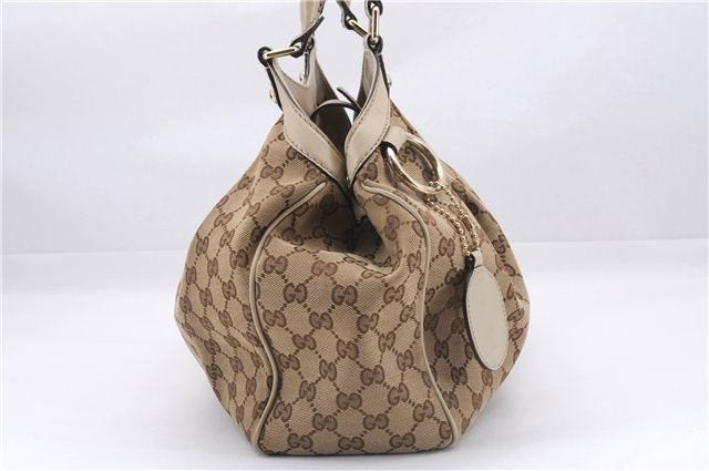 Authentic GUCCI Sukey Shoulder Tote Bag GG Canvas Leather 211944 Brown 0106E
