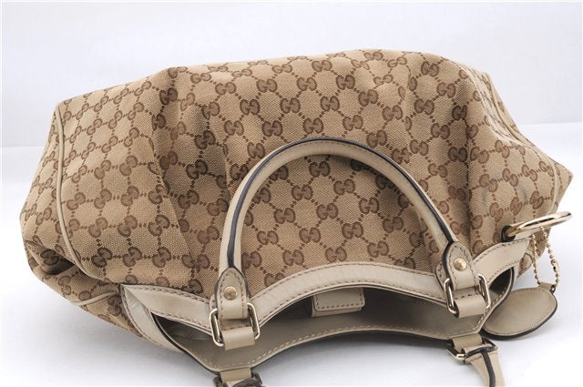 Authentic GUCCI Sukey Shoulder Tote Bag GG Canvas Leather 211944 Brown 0106E