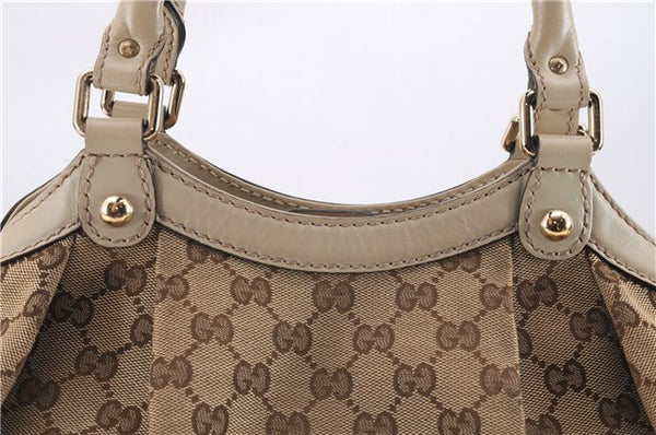Authentic GUCCI Sukey Shoulder Tote Bag GG Canvas Leather 211944 Brown 0106E