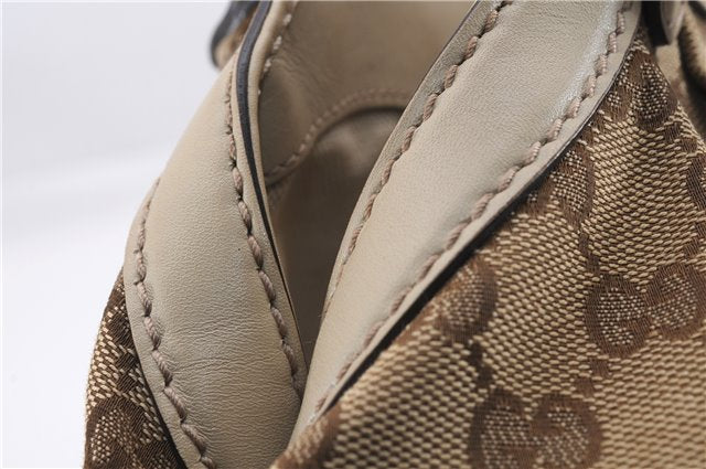 Authentic GUCCI Sukey Shoulder Tote Bag GG Canvas Leather 211944 Brown 0106E