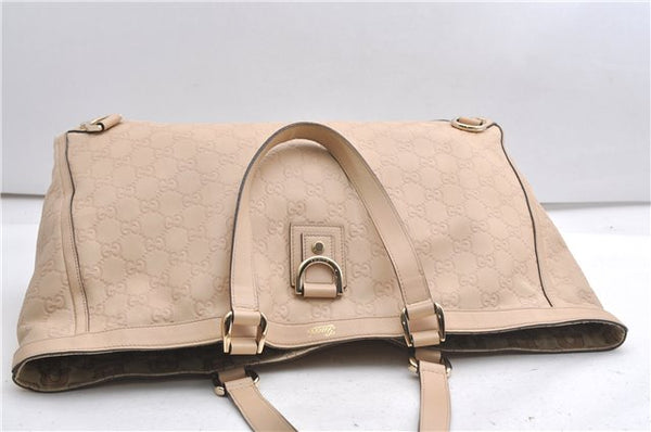 Authentic GUCCI Guccissima Abbey GG Shoulder Tote Bag Leather 141472 Beige 0108G