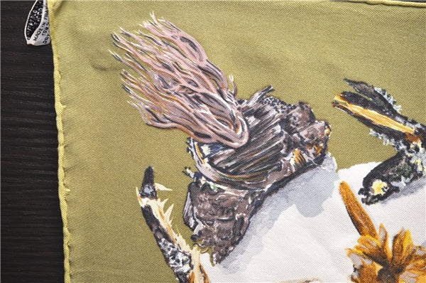 Authentic HERMES Carre 90 Scarf "Champignon" Silk Green 0109D