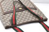 Authentic GUCCI Web Sherry Line Shoulder Tote Bag GG PVC Leather Brown 0109G