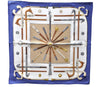 Auth HERMES Petit Carre 40 Scarf Handkerchief "CANNES&POMMEAUX" Silk Blue 0111D