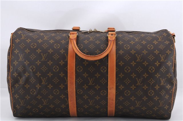 Auth Louis Vuitton Monogram Keepall Bandouliere 55 Boston Bag M41414 LV 0111E