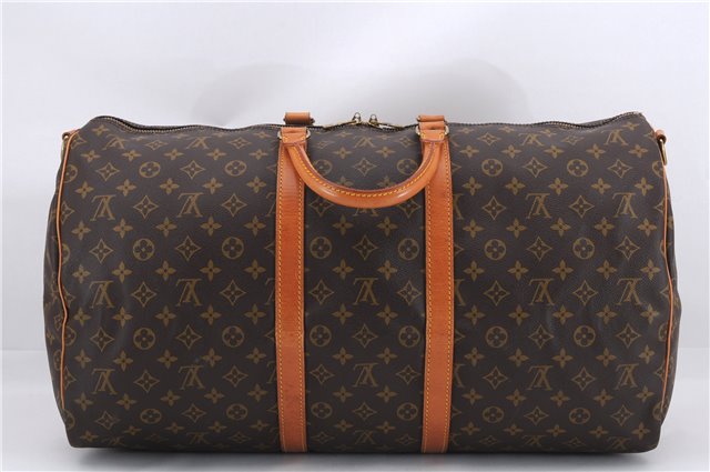 Auth Louis Vuitton Monogram Keepall Bandouliere 55 Boston Bag M41414 LV 0111E