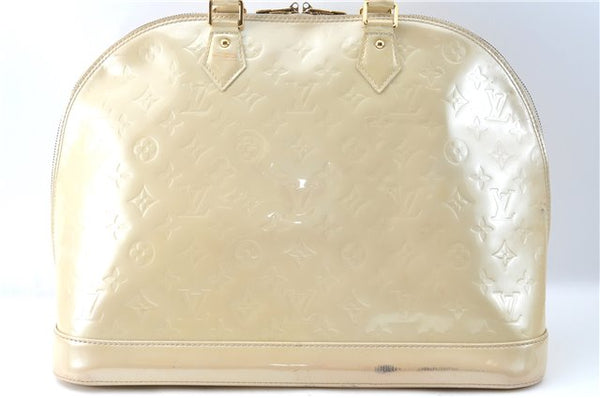 Authentic Louis Vuitton Vernis Alma GM Hand Bag Beige M91450 LV 0113C