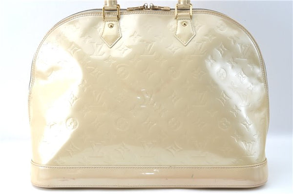 Authentic Louis Vuitton Vernis Alma GM Hand Bag Beige M91450 LV 0113C