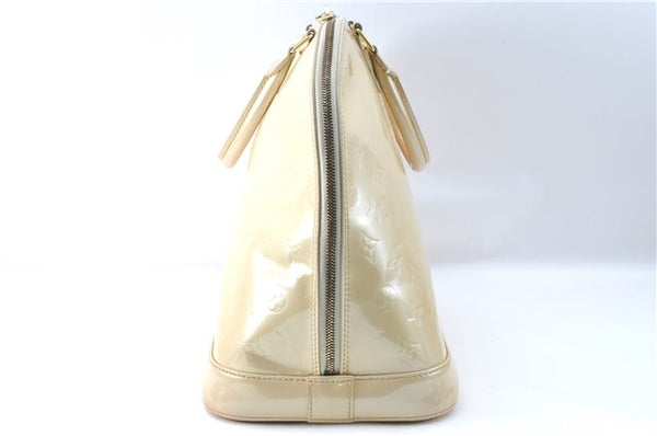 Authentic Louis Vuitton Vernis Alma GM Hand Bag Beige M91450 LV 0113C