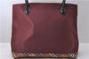 Authentic BURBERRY BLUE LABEL Check Shoulder Tote Bag Nylon Leather Red 0113D