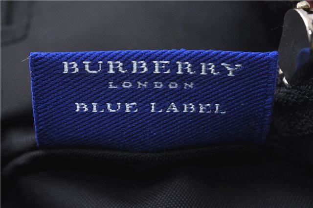 Authentic BURBERRY BLUE LABEL Check Shoulder Tote Bag Nylon Leather Red 0113D