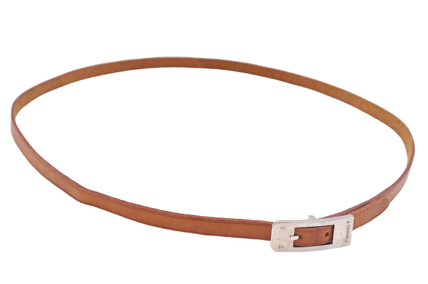 Authentic HERMES Bracelet Accessories Leather Beige Silver 0113E