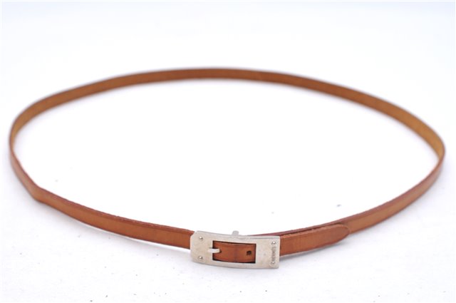 Authentic HERMES Bracelet Accessories Leather Beige Silver 0113E