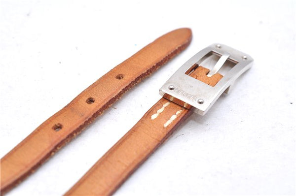 Authentic HERMES Bracelet Accessories Leather Beige Silver 0113E