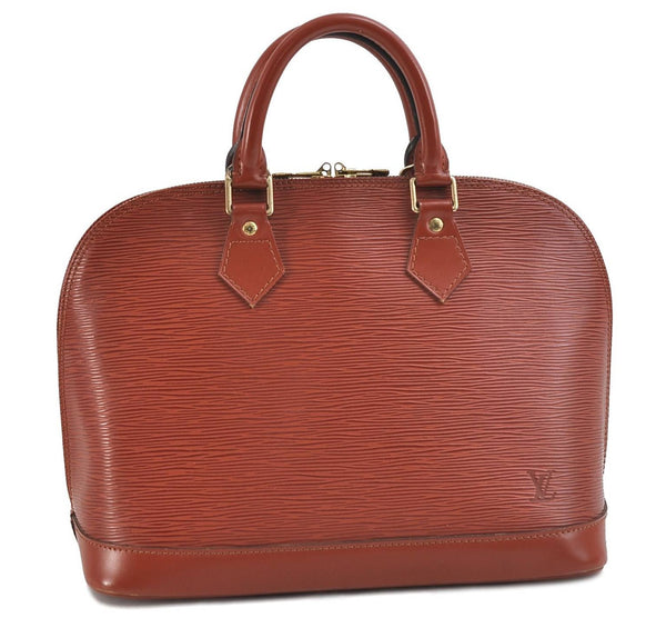 Authentic Louis Vuitton Epi Alma PM Hand Bag Brown M52143 LV 0114D